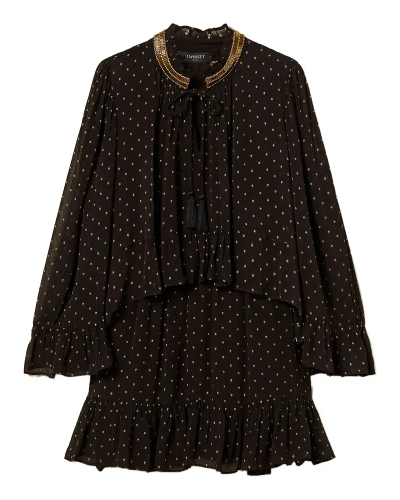 Twin-Set Georgette-Kleid - Schwarz Schwarz