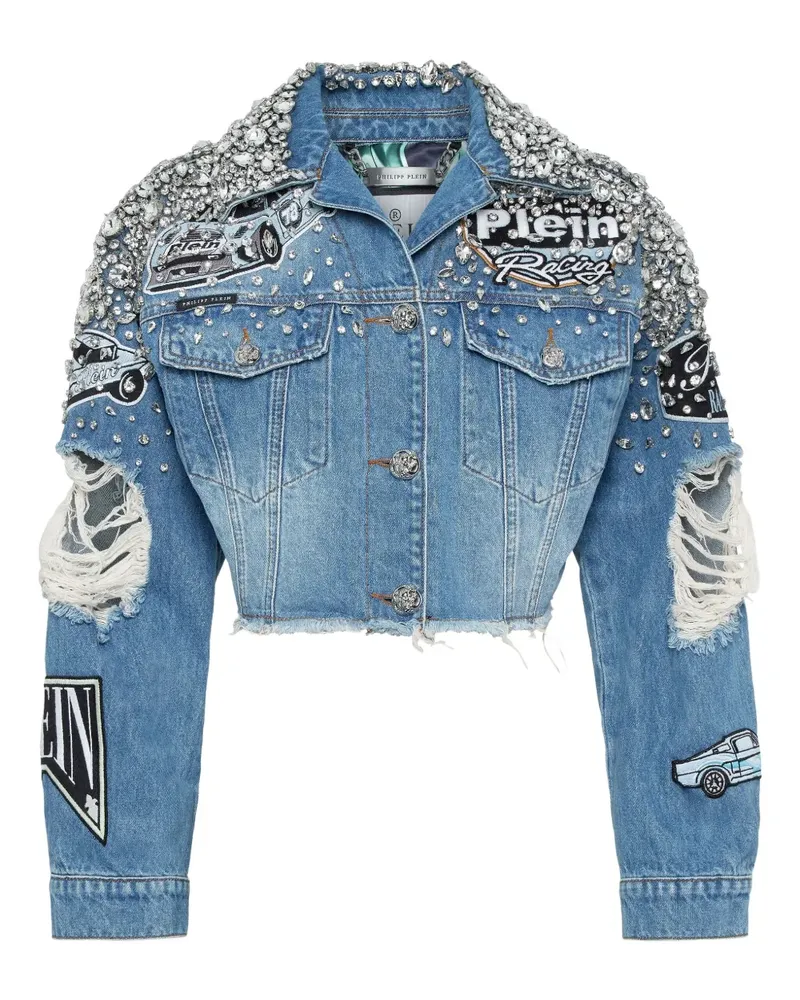 Philipp Plein Cropped-Jacke aus Denim - Blau Blau