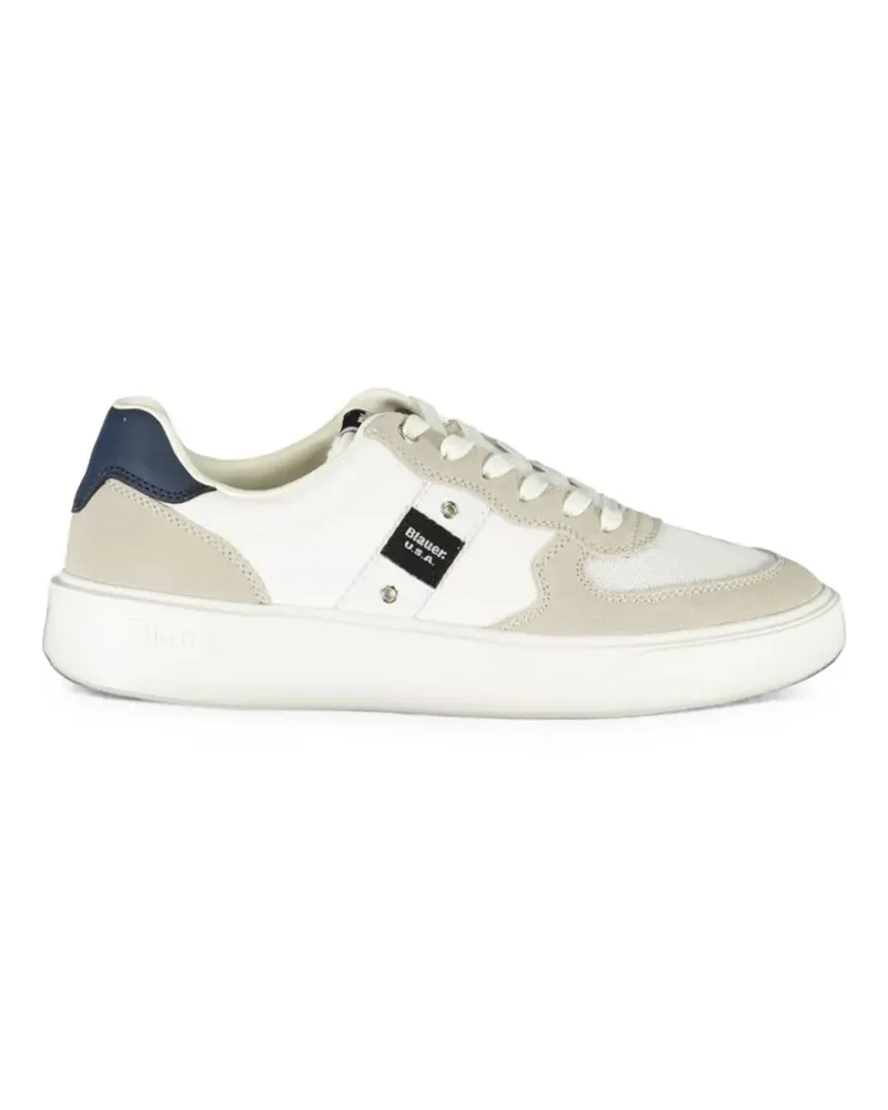 Blauer logo-patch panelled sneakers - Weiß Weiß