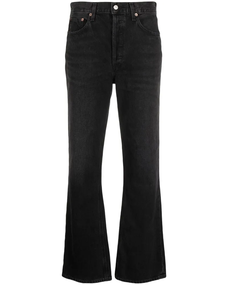 AGOLDE Halbhohe Straight-Leg-Jeans - Schwarz Schwarz