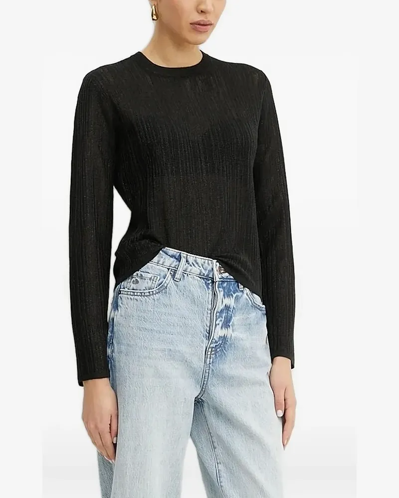 Armani Exchange Gerippter Pullover - Schwarz Schwarz