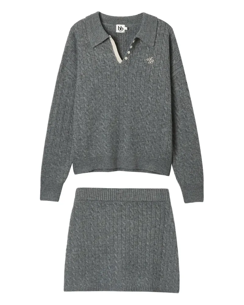 b+ab Minirock-Set mit Zopfmuster - Grau Grau