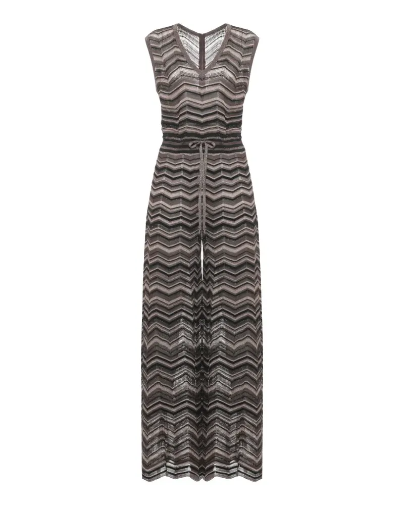 D.EXTERIOR chevron-knit wide-leg jumpsuit - Braun Braun