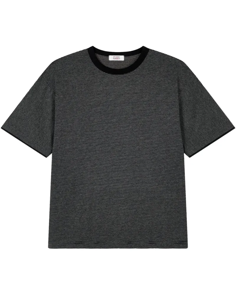 STUDIO TOMBOY Gestreiftes T-Shirt - Schwarz Schwarz