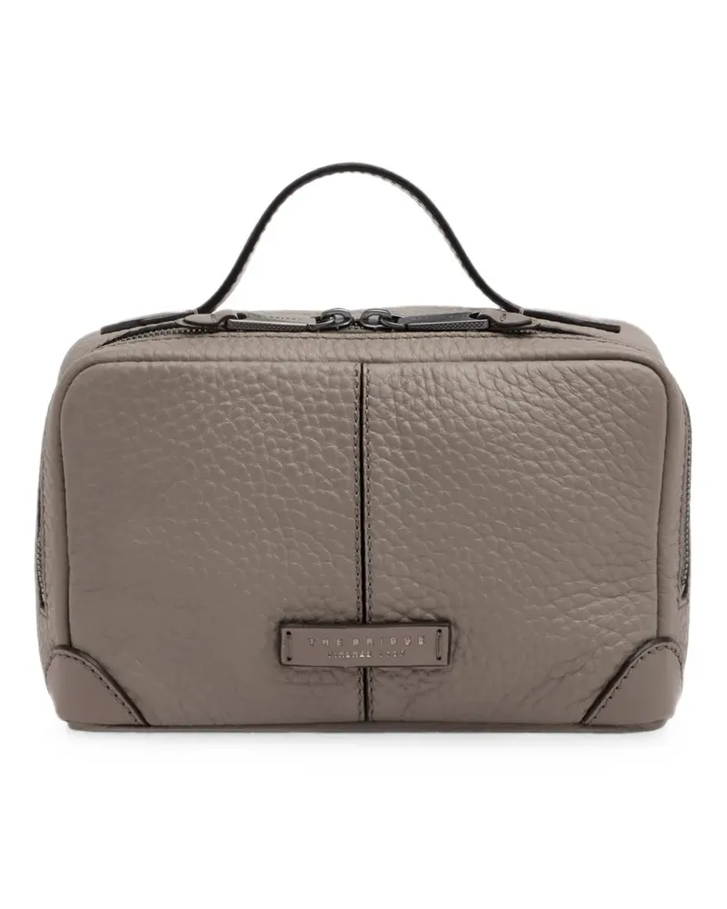 The Bridge grained-leather wash bag - Grau Grau
