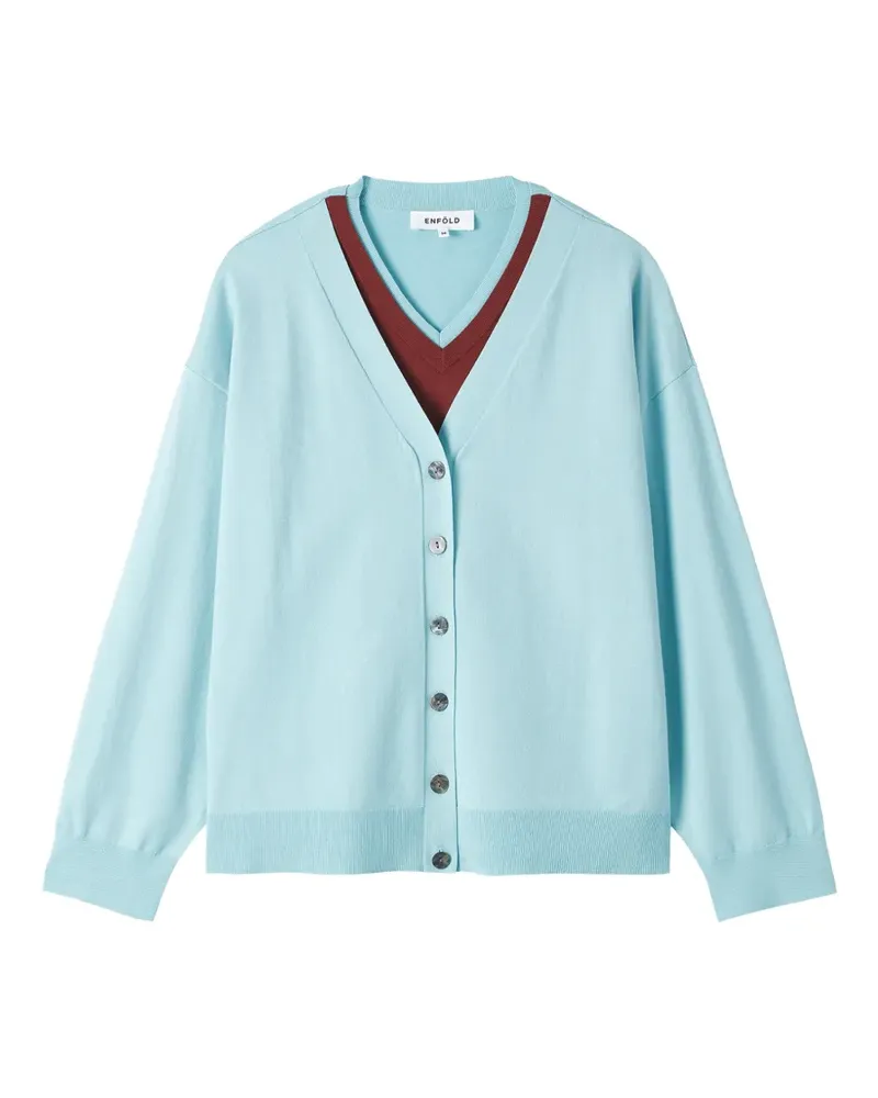 ENFÖLD layered-detail button-up cardigan - Blau Blau