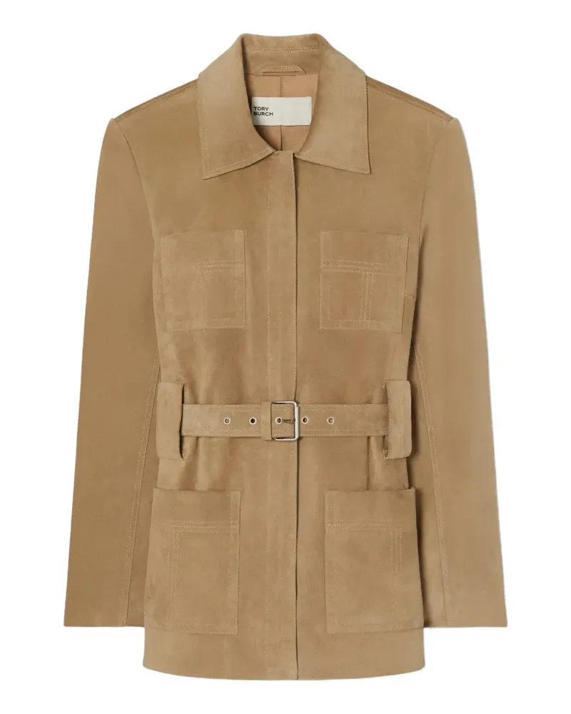 Tory Burch Wildlederjacke mit Gürtel - Braun Braun