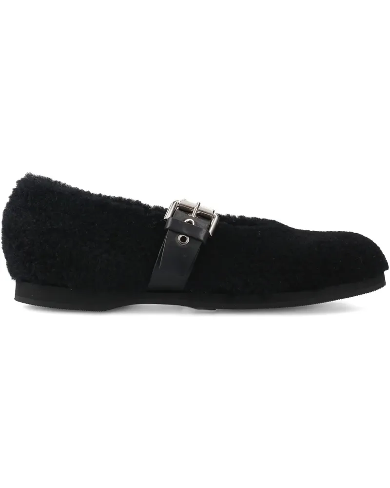 Premiata Shearling-Ballerinas mit Schnallenverschluss - Schwarz Schwarz