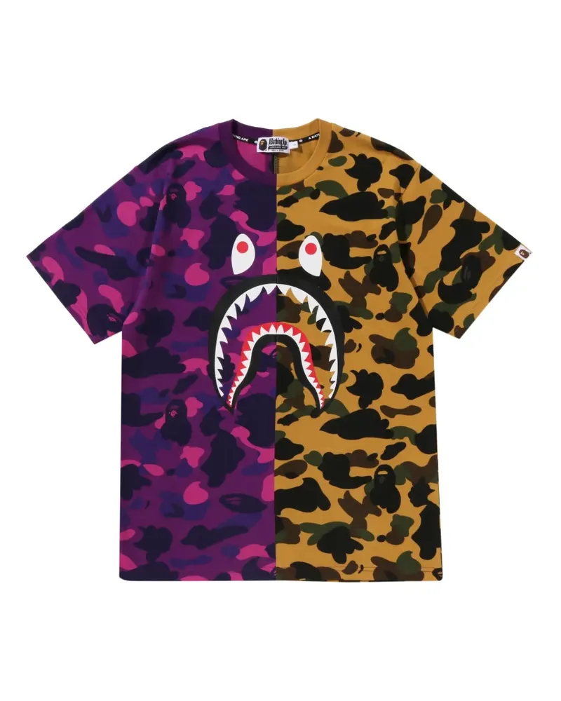 BAPE Split Camo Shark cotton T-shirt - Gelb Gelb