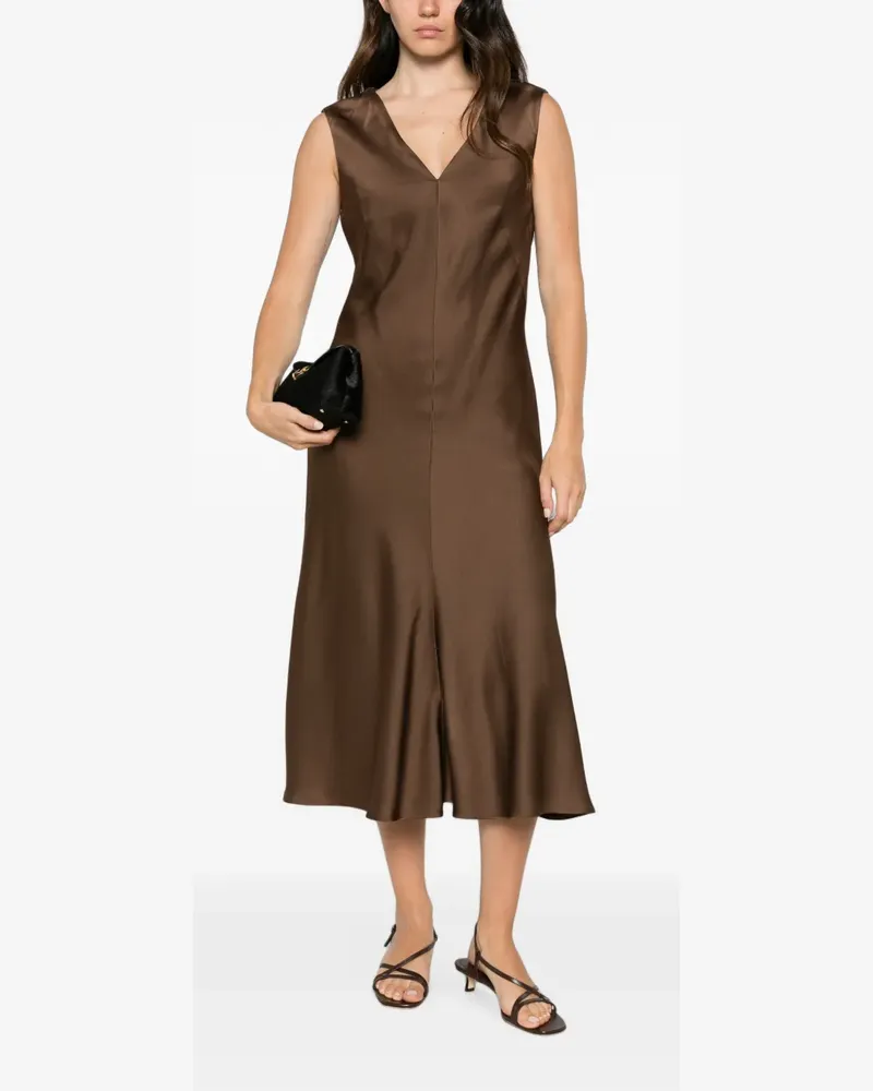 Brunello Cucinelli V-neck sleeveless midi dress - Braun Braun