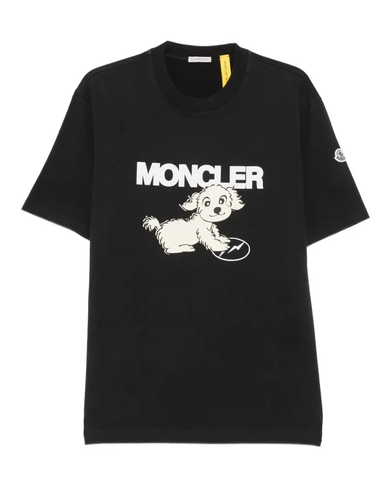 Moncler T-Shirt mit Hunde-Print - Schwarz Schwarz
