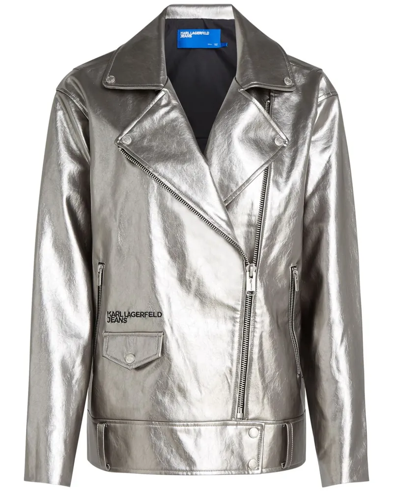 Karl Lagerfeld Bomberjacke mit Metallic-Finish - Silber Silber
