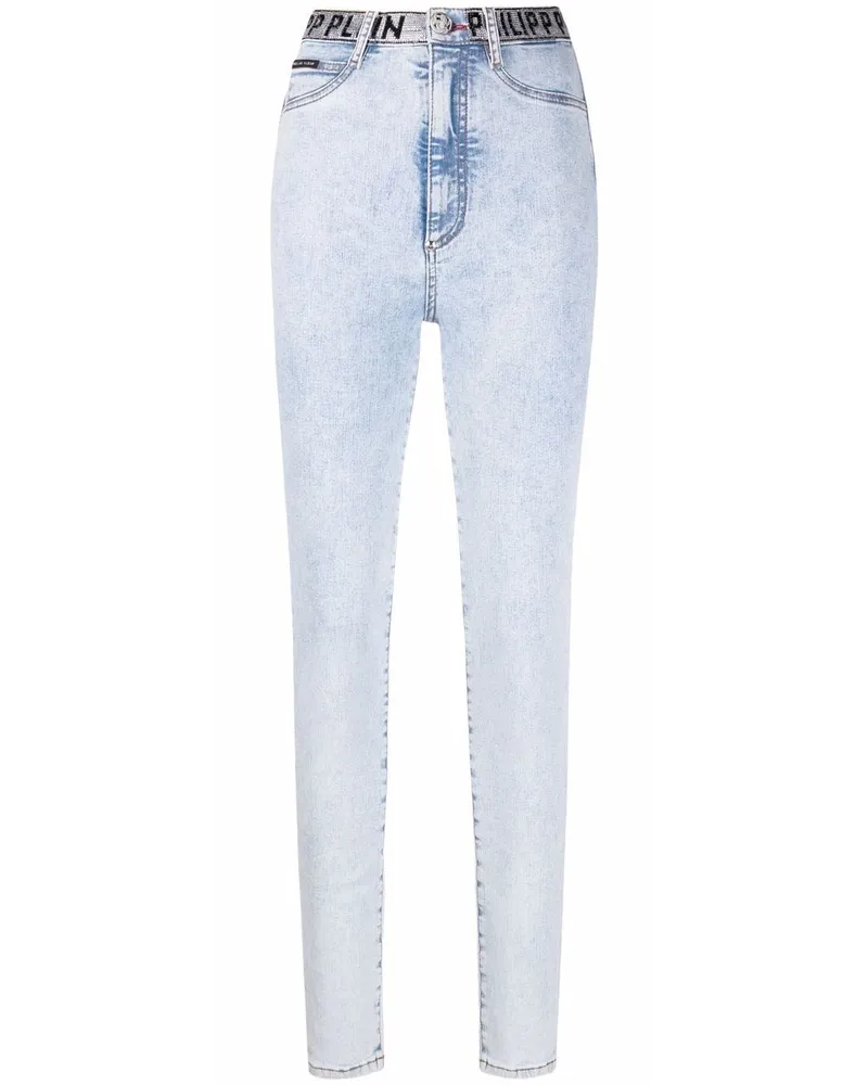 Philipp Plein Jeggings mit hohem Bund Blau