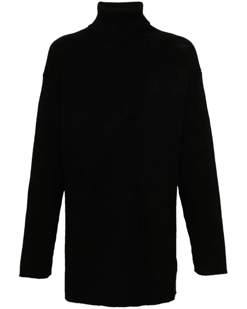 Yohji Yamamoto Gerippter Strickpullover - Schwarz Schwarz
