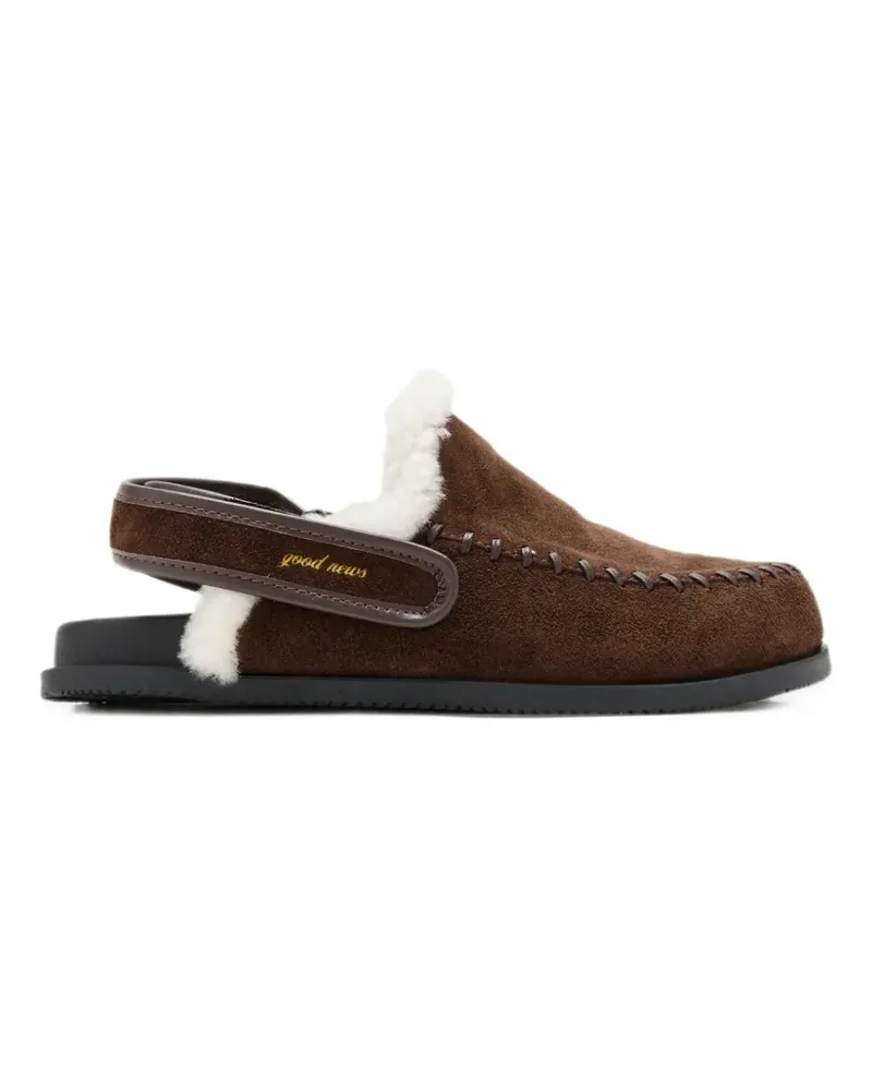 Good News Finn Mules aus Wildleder mit Shearling-Besatz - Braun Braun