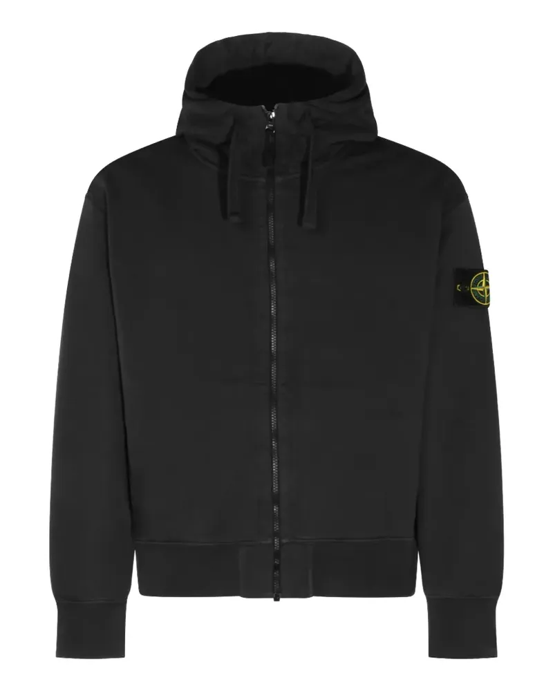 Stone Island logo-patch zip-up hoodie - Schwarz Schwarz