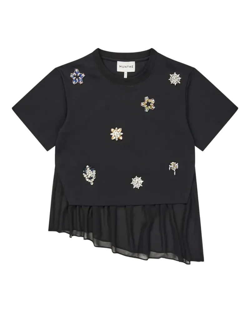 MUNTHE Vach T-Shirt mit Kristallen - Schwarz Schwarz