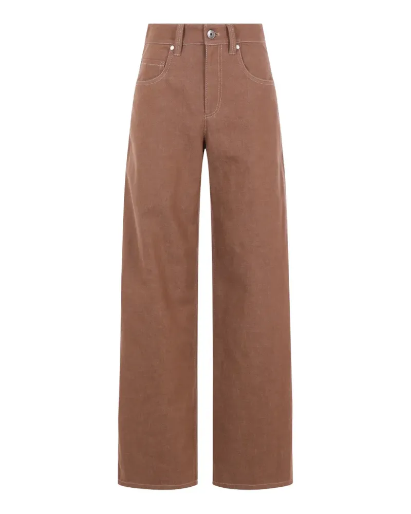 Brunello Cucinelli contrast-stitch wide-leg jeans - Braun Braun