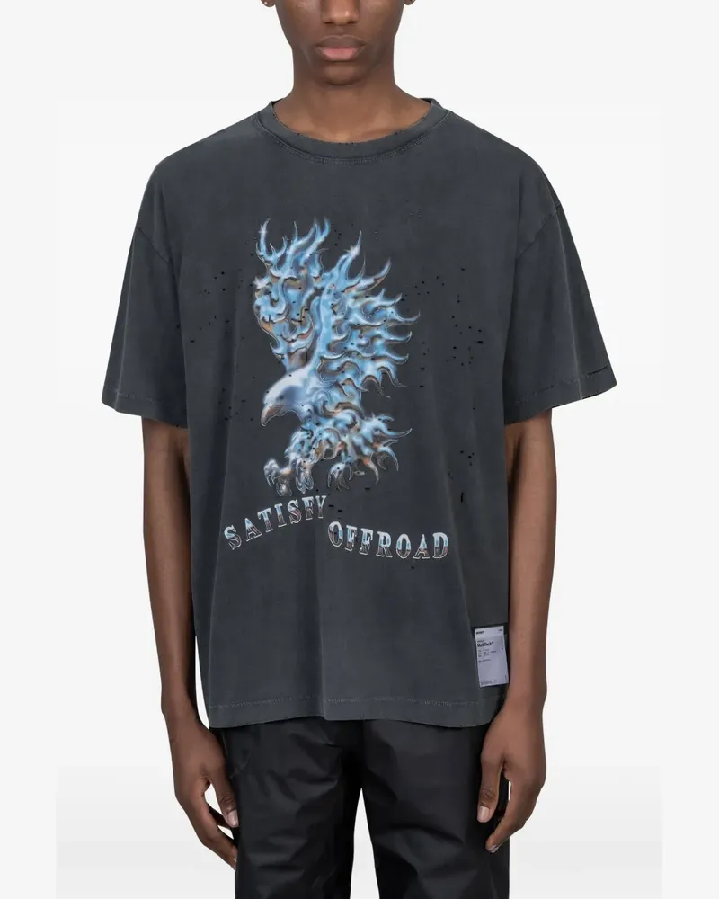 Satisfy distressed graphic-print T-shirt - Grau Grau