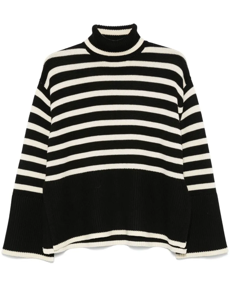 Totême Gestreifter Rollkragenpullover - Schwarz Schwarz