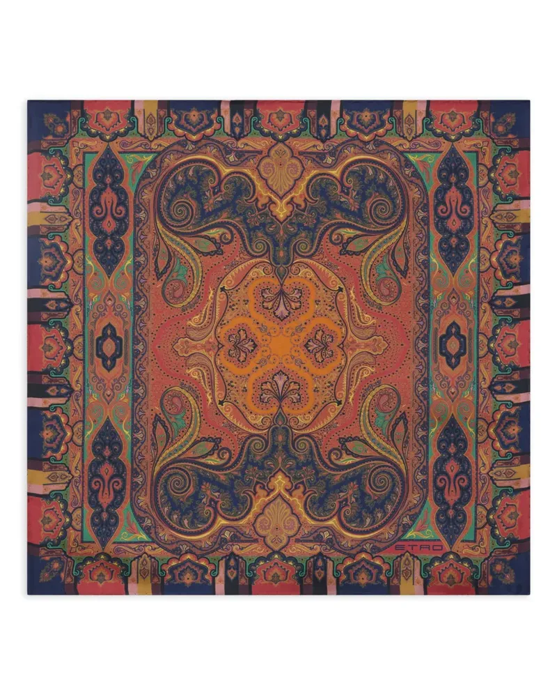 Etro Einstecktuch aus Seide mit Paisleymuster - Blau Blau