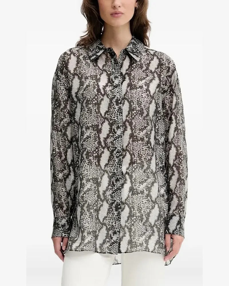 IRO ALOUNE Hemd mit Schlangenleder-Print - Schwarz Schwarz