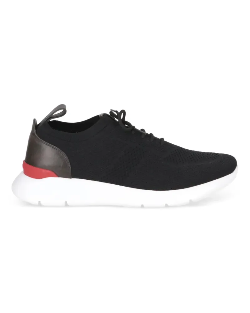 Isaia Sneakers mit gestricktem Einsatz - Schwarz Schwarz