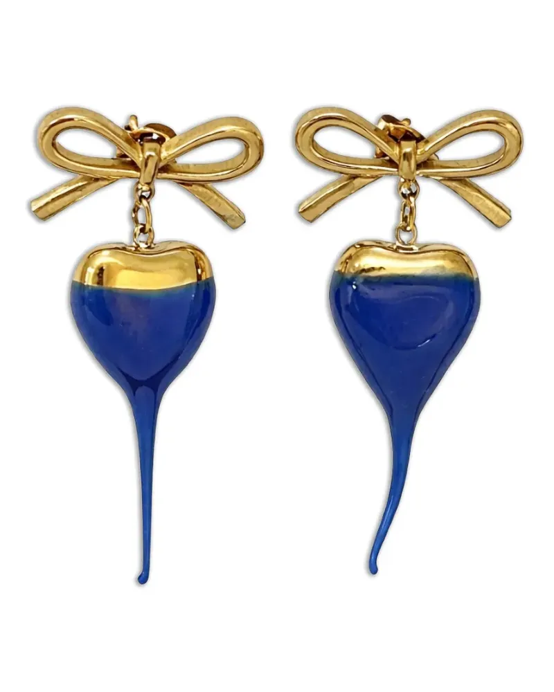 OTTOLINGER bow-detail heart-drop earrings - Gold Gold
