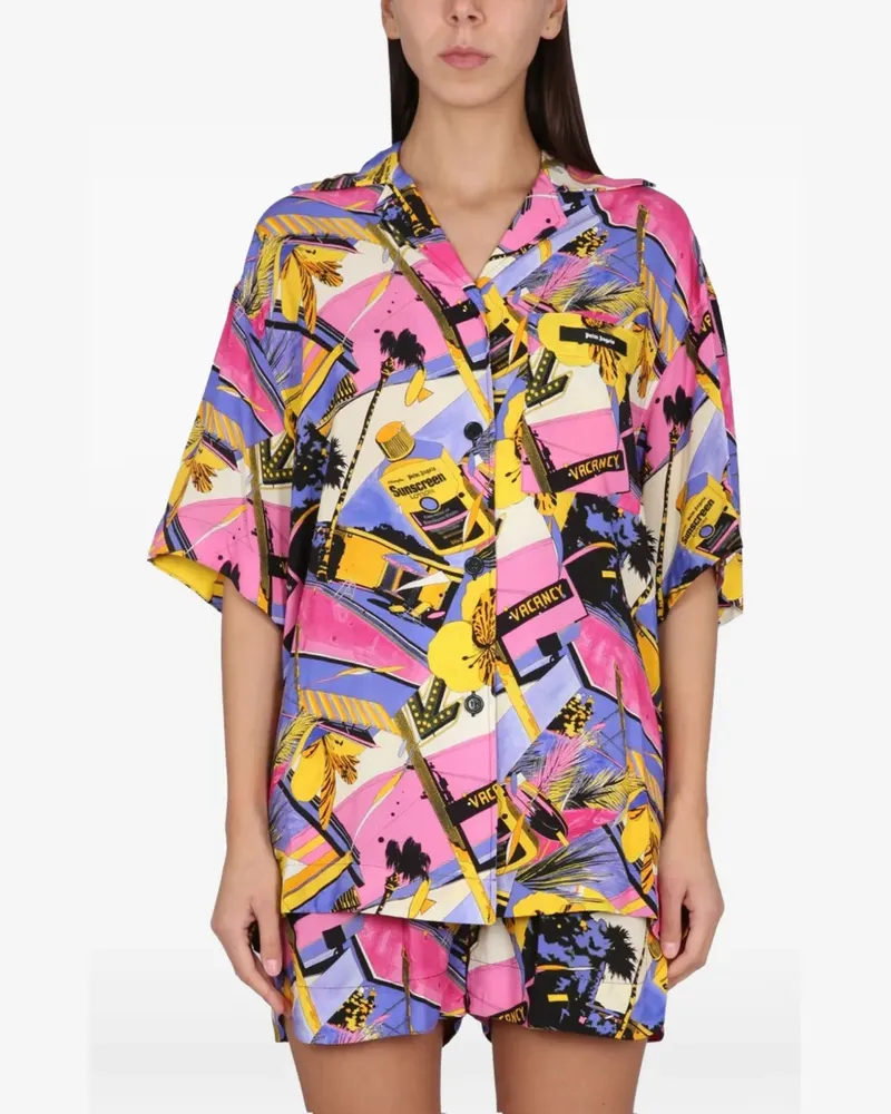 Palm Angels Kurzärmeliges Hemd mit Print - Rosa Rosa