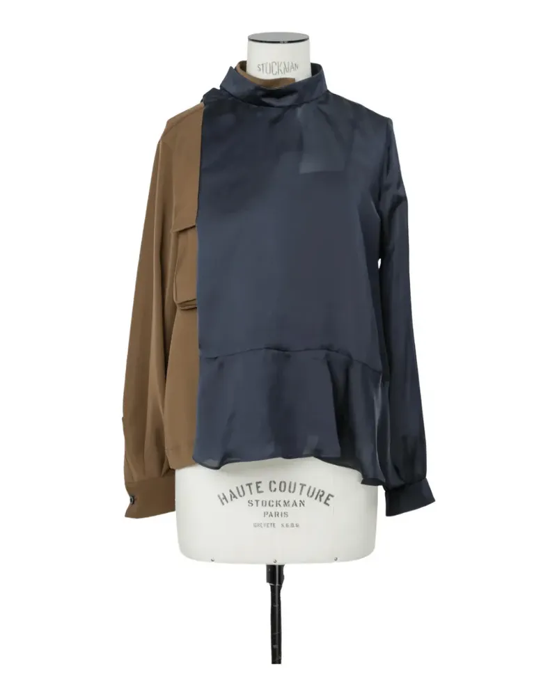 Sacai panelled ruffled blouse - Blau Blau