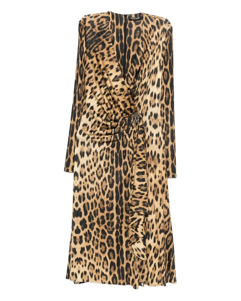 Roberto Cavalli animal-print draped dress - Braun Braun