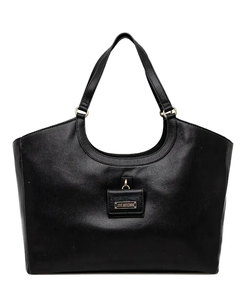 Moschino logo-plaque tote bag - Schwarz Schwarz