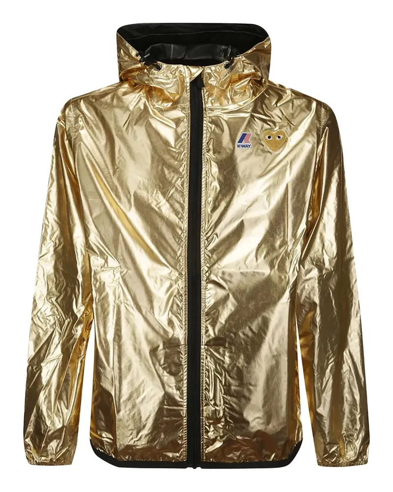 Comme des Garçons x K-Way Kapuzenjacke mit Herz-Patch - Gold Gold