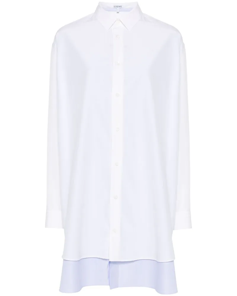 Loewe Popeline-Hemdkleid im Layering-Look - Weiß Weiß