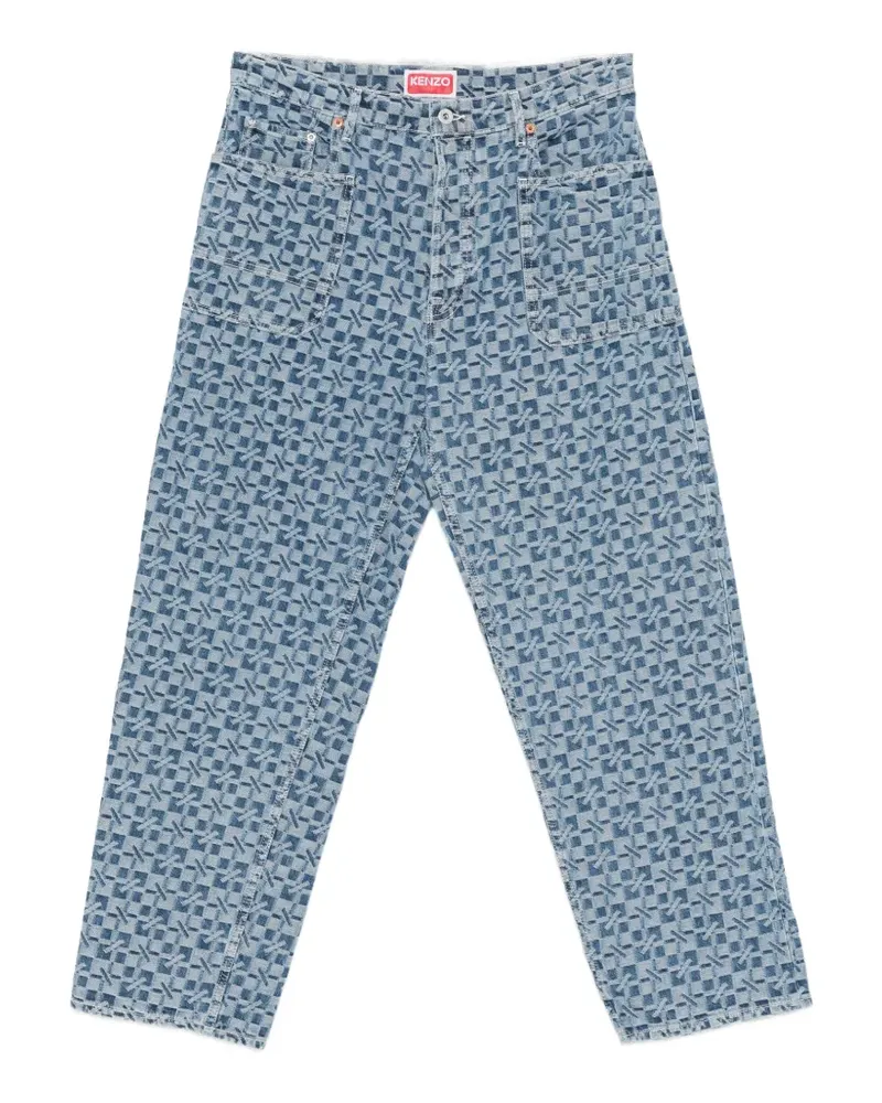 Kenzo geometric-print straight-leg jeans - Blau Blau