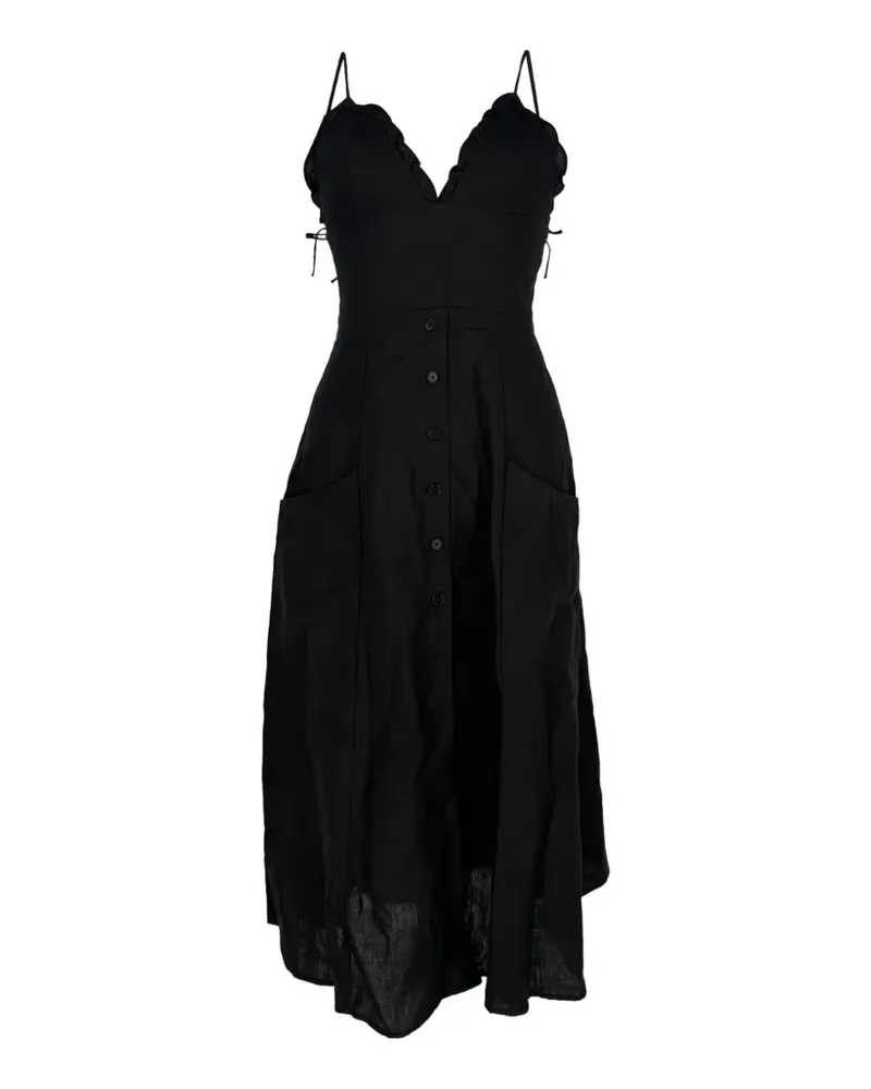 Reformation V-neck button-front dress - Schwarz Schwarz