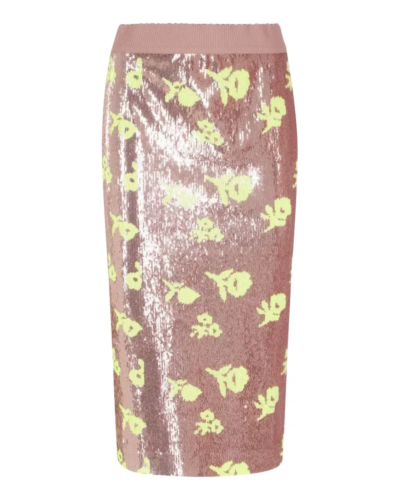 Essentiel sequin-embellished floral-motif midi skirt - Rosa Rosa