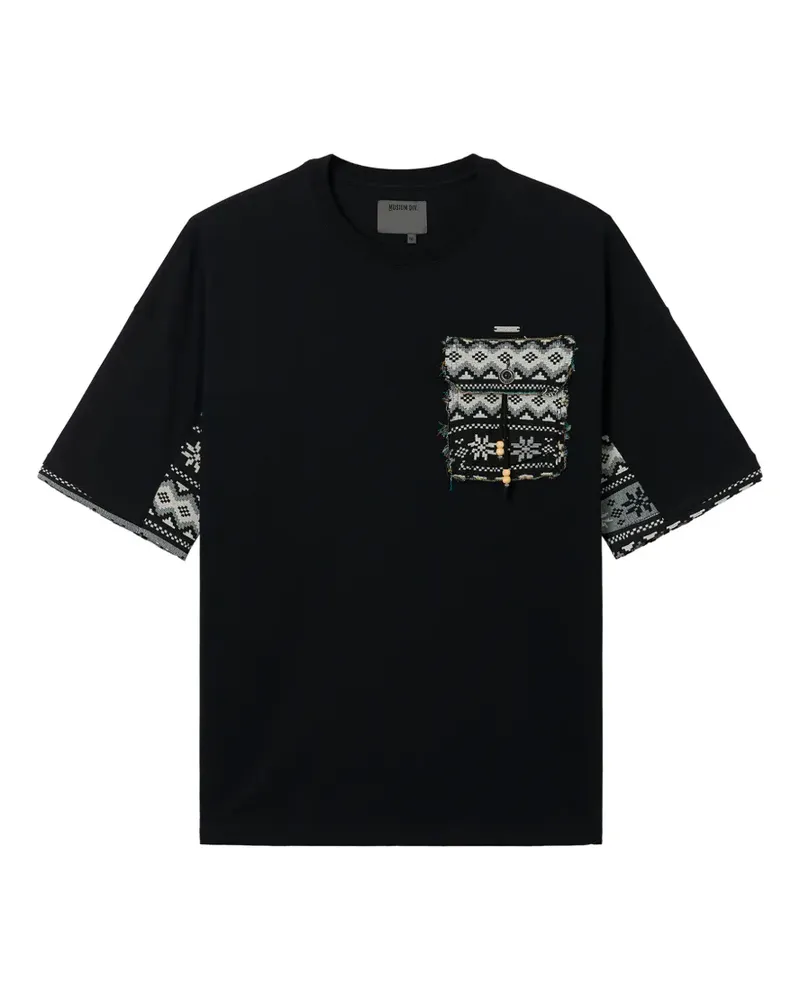 Musium Div. patterned pocket cotton T-shirt - Schwarz Schwarz