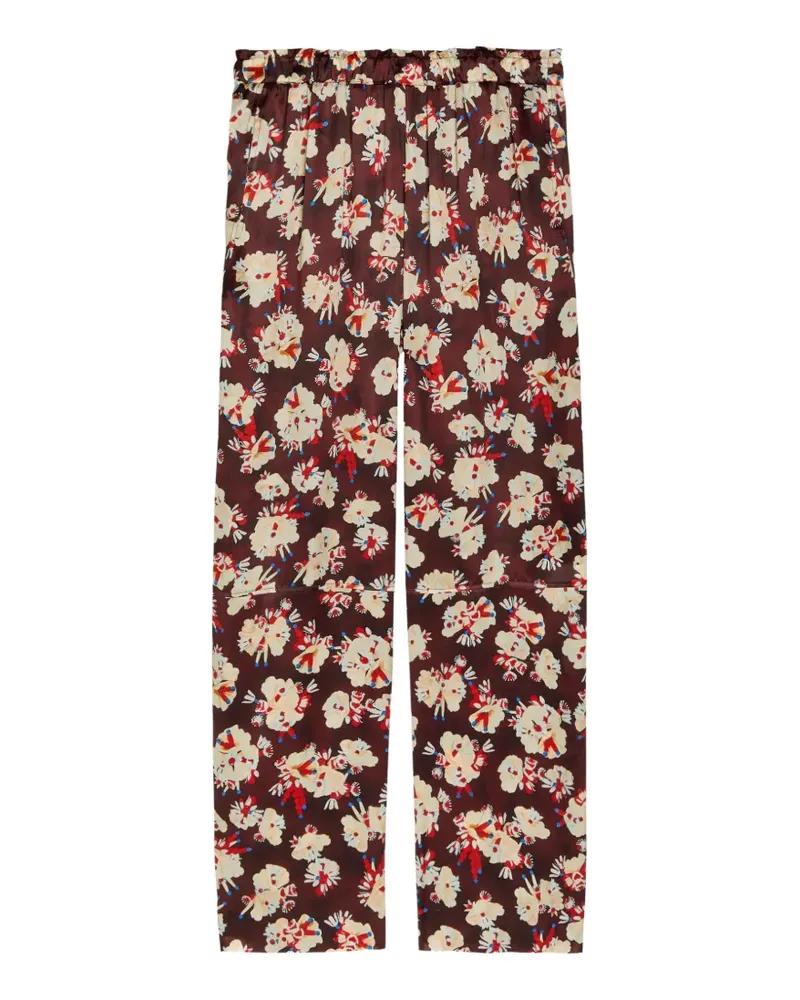 Paco Rabanne floral-print silk trousers - Braun Braun