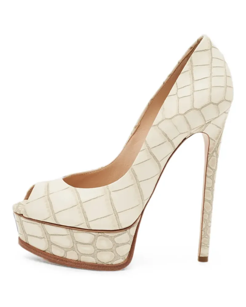 Casadei croc-embossed platform sandals - Nude Nude