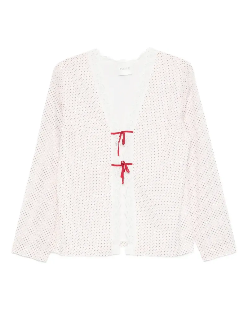 Posse Marlowe Bluse mit Spitzenschleife - Weiß Weiß