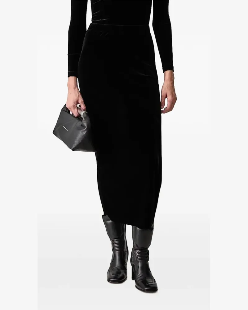 VETEMENTS Maxirock aus Samt mit Schlitz hinten - Schwarz Schwarz