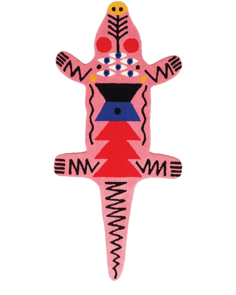 Qeeboo Großer Oggian Teppich in Krokodilform - Rosa Rosa