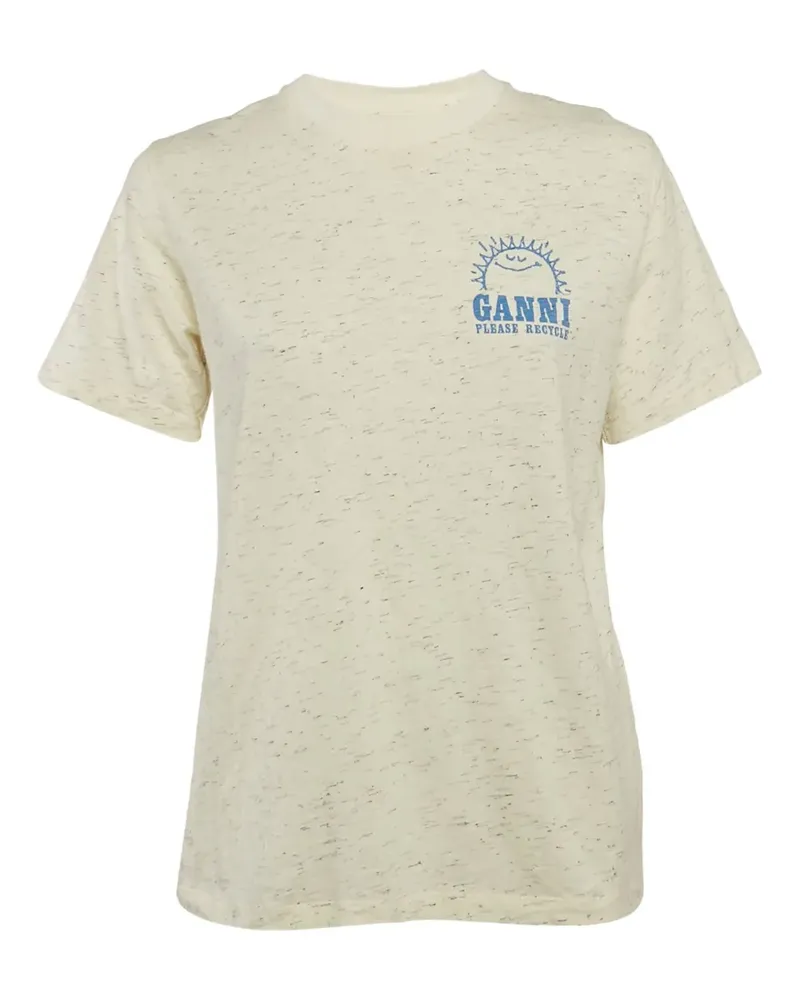 Ganni T-Shirt mit grafischem Print - Nude Nude