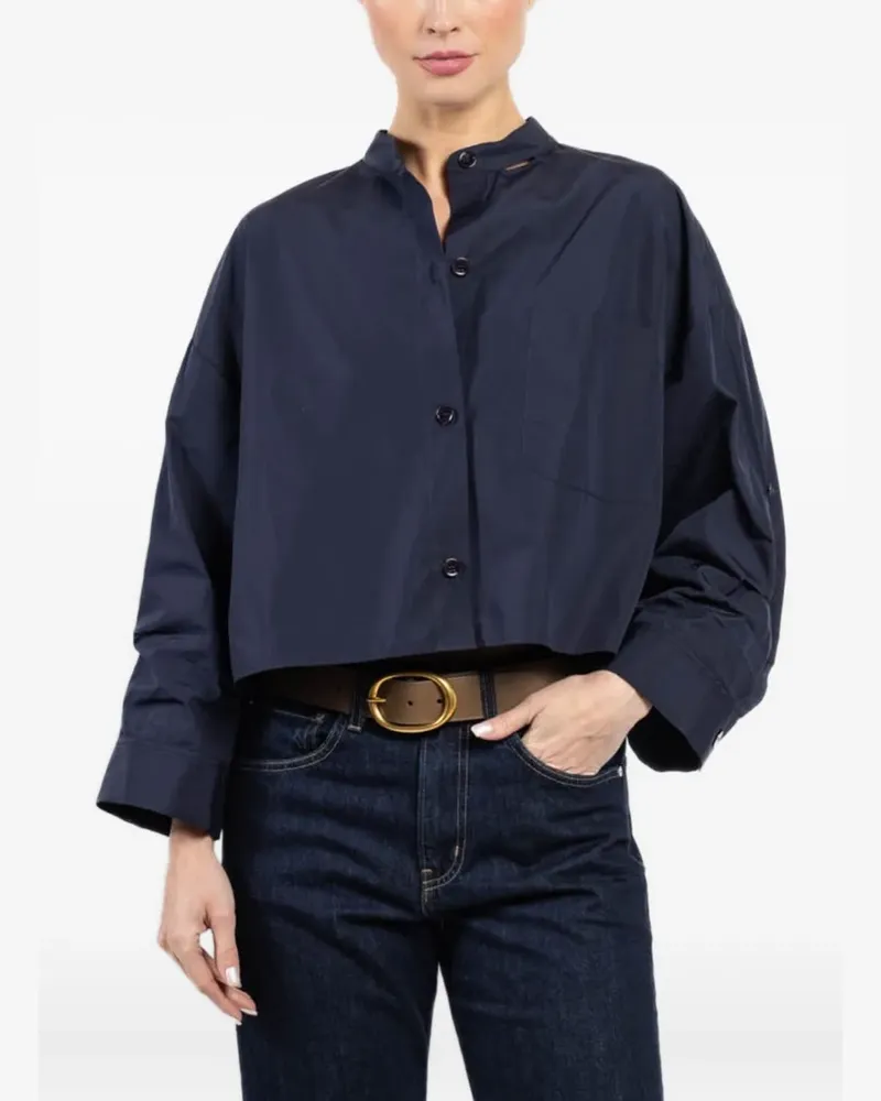 TWP Kragenloses Hemd - Blau Blau