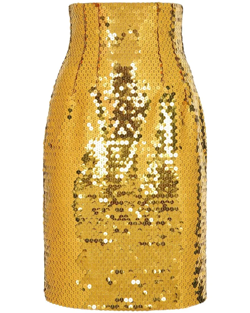 Dolce & Gabbana High-Waist-Rock mit Pailletten - Gelb Gelb