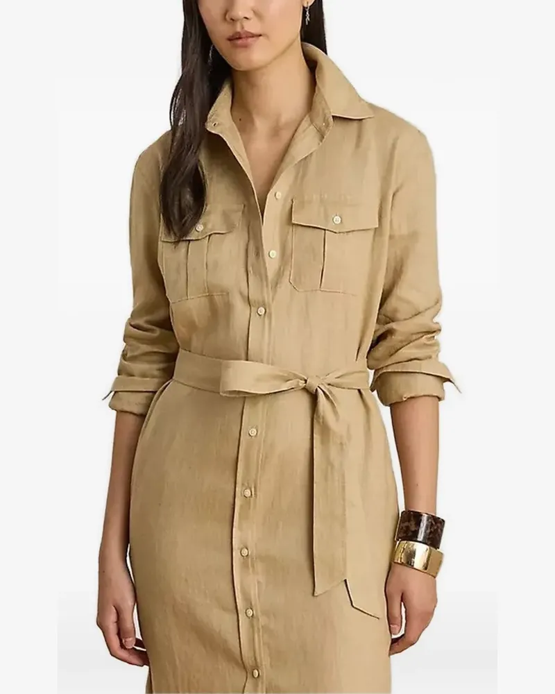 Ralph Lauren Hemdkleid mit Gürtel - Nude Nude