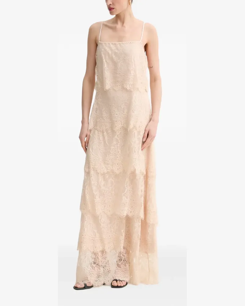 Aniye By Gestuftes Silva Maxikleid mit Spitzen-Overlay - Nude Nude
