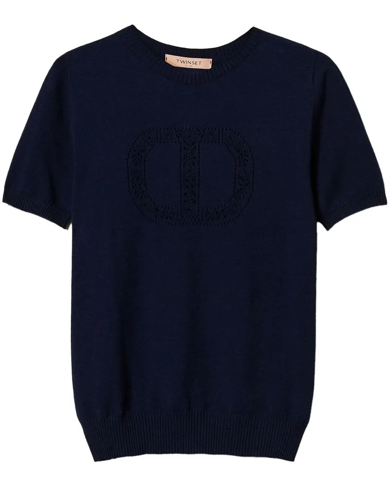 Twin-Set Gestricktes Oval T Oberteil - Blau Blau