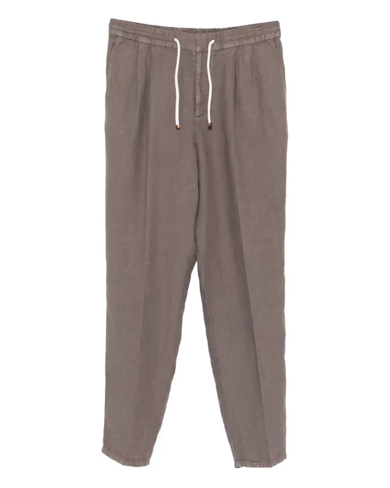 Brunello Cucinelli drawstring-fastening pleated trousers - Braun Braun